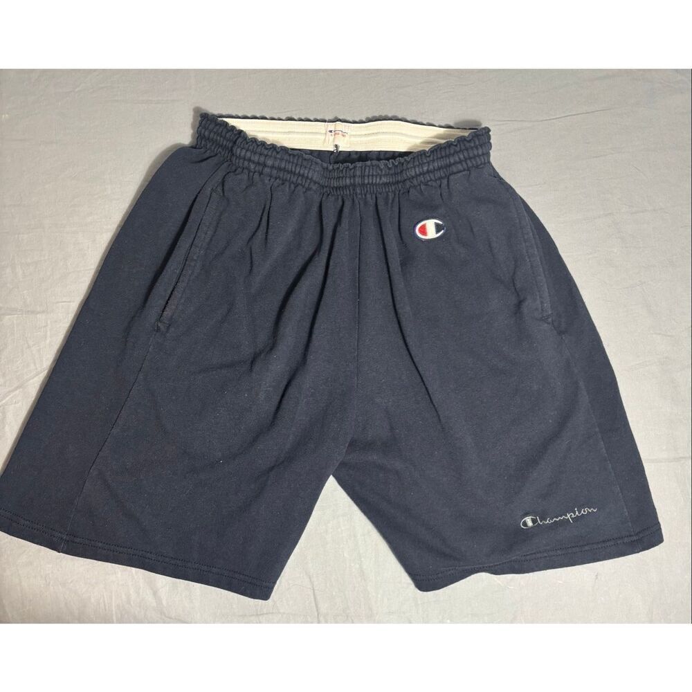 Champion Authentic Elastic Waist Navy Blue Shorts Size M Vintage 90’s Workout